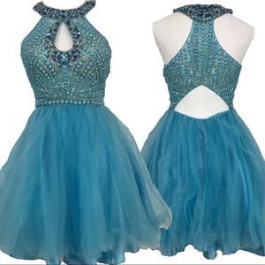 Custom Blue Beaded Formal Dress by Michael Xu